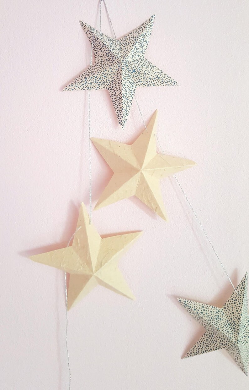 Wall Decor Party Decor Wedding decor Baby Shower Nepalese Paper 12 Star Garland. image 4