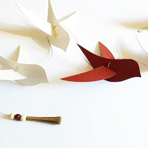 Suspension verticale 6 oiseaux artisanat fait main déco chambre enfant bohème
