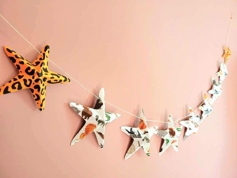 Wall Decor Baby Shower Garland 130cm 9 stars 3D savanna cardboard Wall decorations for parties. image 2