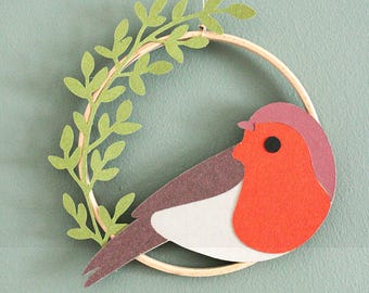 Eco-Friendly Nursery Wall Decor - Bird and Leaves Wall Hanging