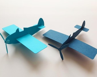 One plane 14,50cm made of Eco friendly recycled cardstock Home decor Nursery decor Birthday decorations.