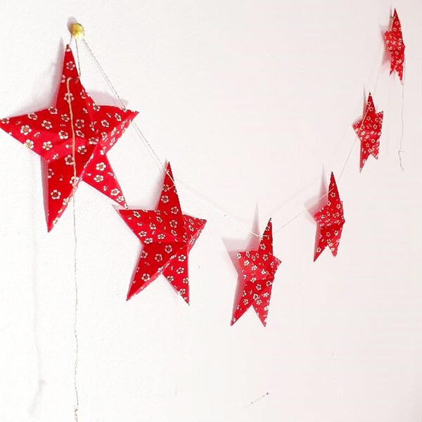 Slinger 6 3D sterren 130cm gerecycled papier Wanddecoratie Feestdecoratie.