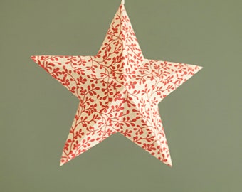 Christmas decor Home decor Eco friendly Christmas ornaments 3D star 15x4cm with small flowers on white background.