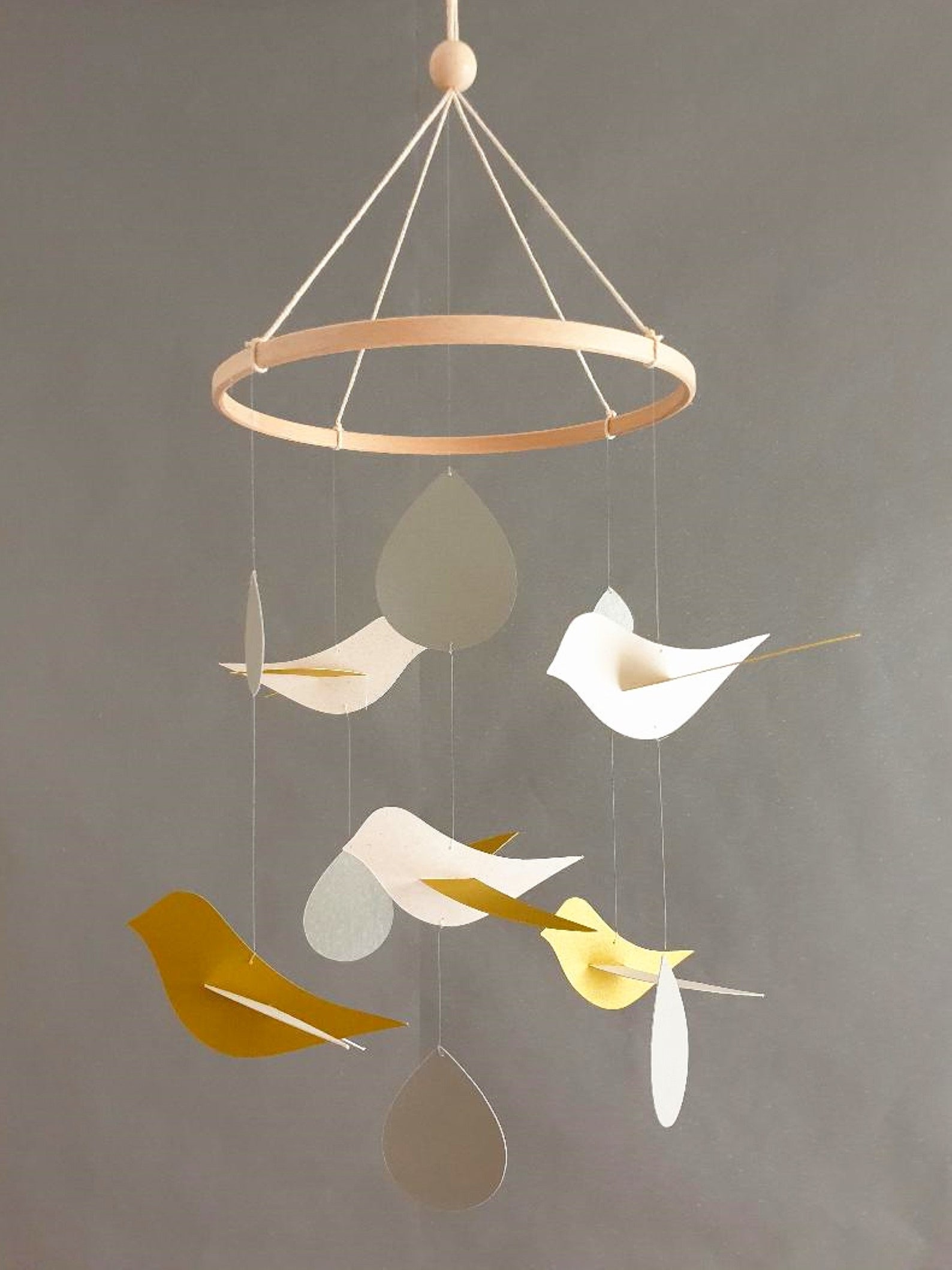 Baby Mobil 5 cremefarbene und goldene Tropfen Silber 20x50cm | Etsy