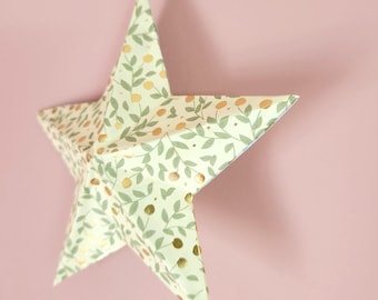 Gwiazda 3D z papieru z recyklingu – ręcznie robiona ozdoba wisząca w kształcie gwiazdy, ekologiczna ozdoba rękodzielnicza, ekologiczna dekoracja świąteczna