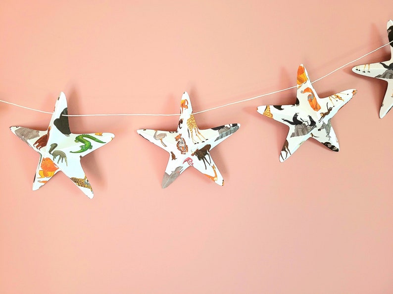 Wall Decor Baby Shower Garland 130cm 9 stars 3D savanna cardboard Wall decorations for parties. image 6