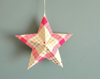 Gwiazda 3D z papieru z recyklingu – ręcznie robiona ozdoba wisząca w kształcie gwiazdy, ekologiczna ozdoba rękodzielnicza, ekologiczna dekoracja świąteczna