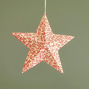 3D Paper Star – Red and White Hanging Origami Star – Rustic Eco-Friendly Holiday Decor – Handmade Nursery Wall Ornament