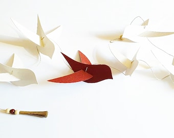 Handmade Bird Garland - Customizable Colors Vertical Wall Decoration 120cm