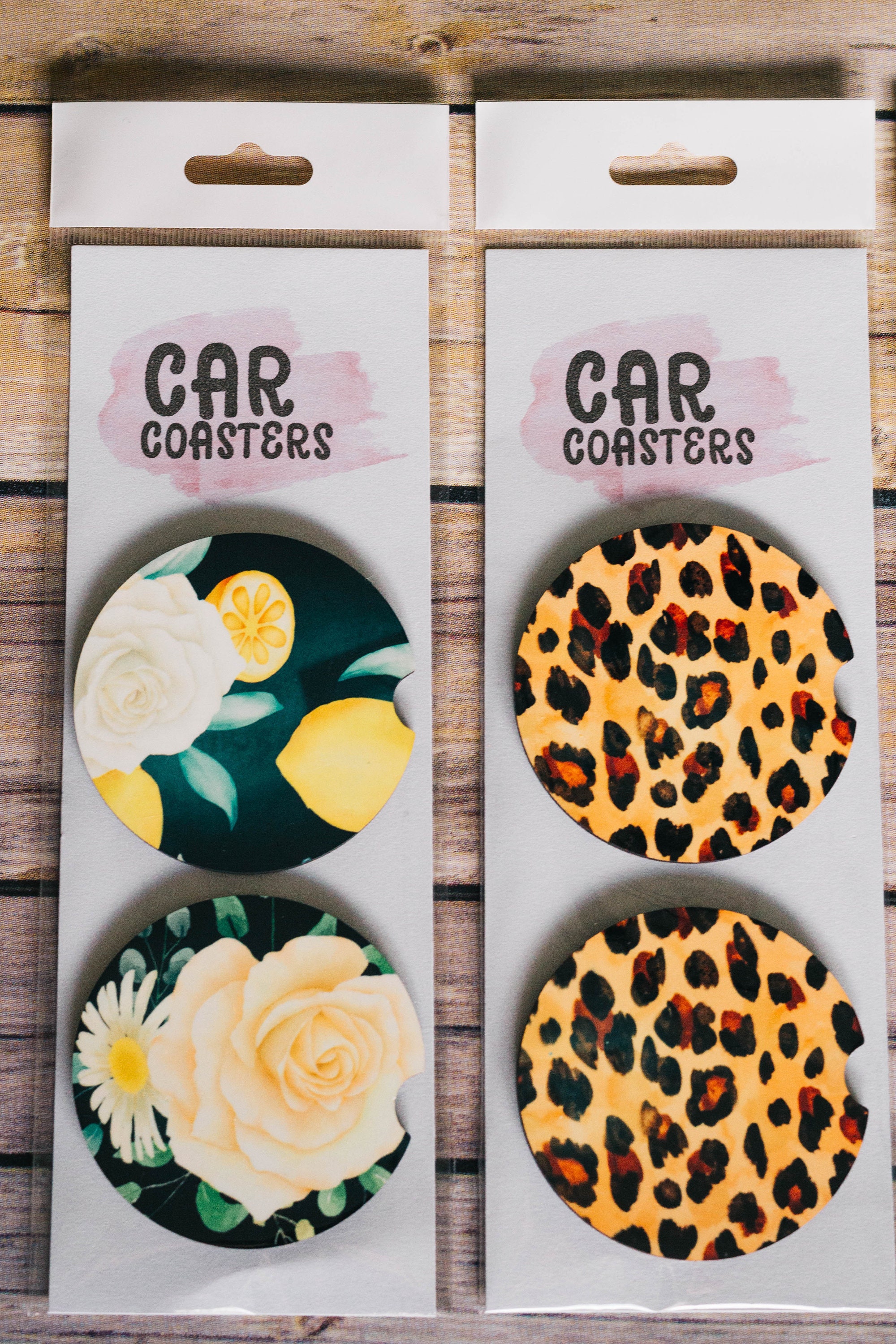 Car Coasters, Set of 2 - Folk Flower – Natural Life