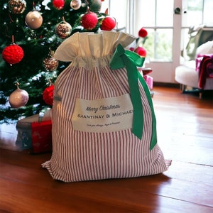 XL Keepsake Red Stripe Christmas Bag