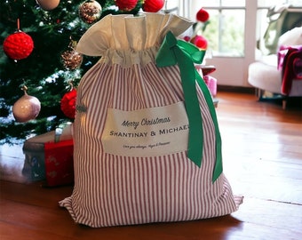 XL Keepsake Red Stripe Christmas  Bag