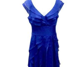 robe formelle vintage / Bleu / Pleine longueur / Tissu superposé / Été / Printemps / Années 1990 - Convient à la taille XSmall (US Sz 4)