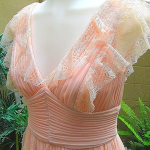 Vintage Adrianna Papell Pfirsich Kleid - Abendkleid mit Spitze, Größe 0 Bild 1