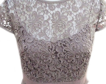 Vintage 90s Adrianna Papell Formal Dress – Taupe Layered Skirt, Size XS