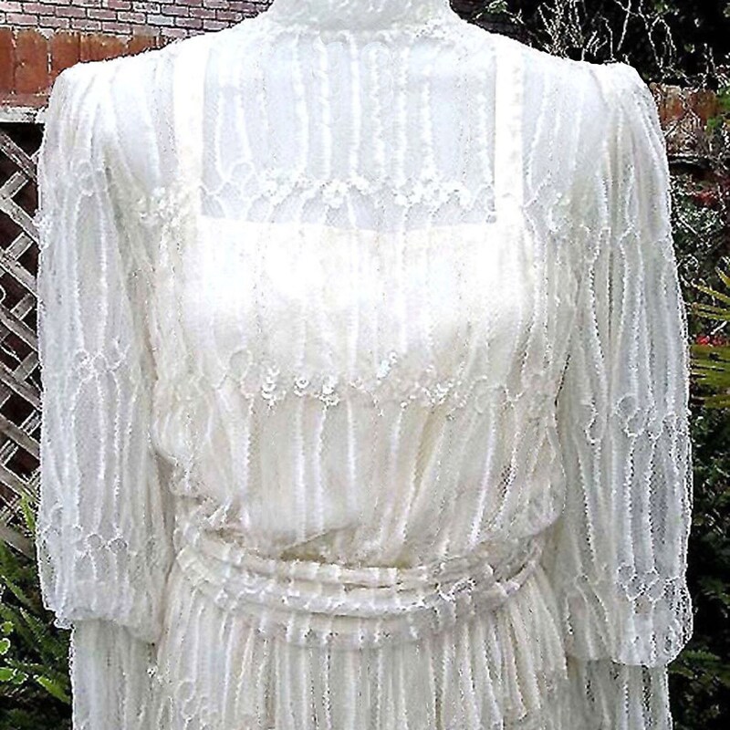 RINA di MONTELLA 1970s Vintage evening dress, All lace high neck sequins beads