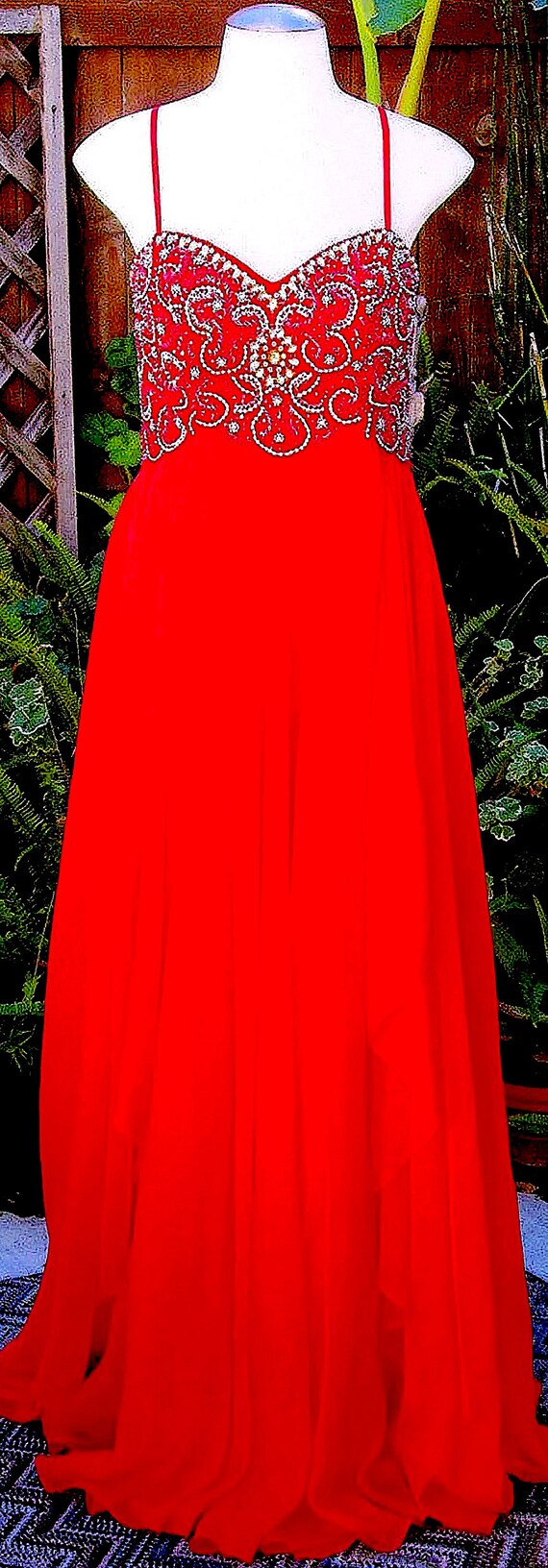 Vintage Red Dress / Formal / by Dave & Johnny / S… - image 3