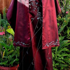 Vintage 80s Long Beaded Dress / Matching Shawl / Burgundy Color / Sleeveless / by Alyce Designs Fits Size Medium US Sz 10 image 7