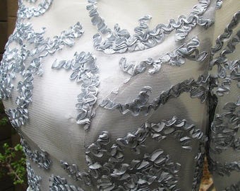 Vintage Hi-Low Dress, Soutache Ribbon, Size Medium