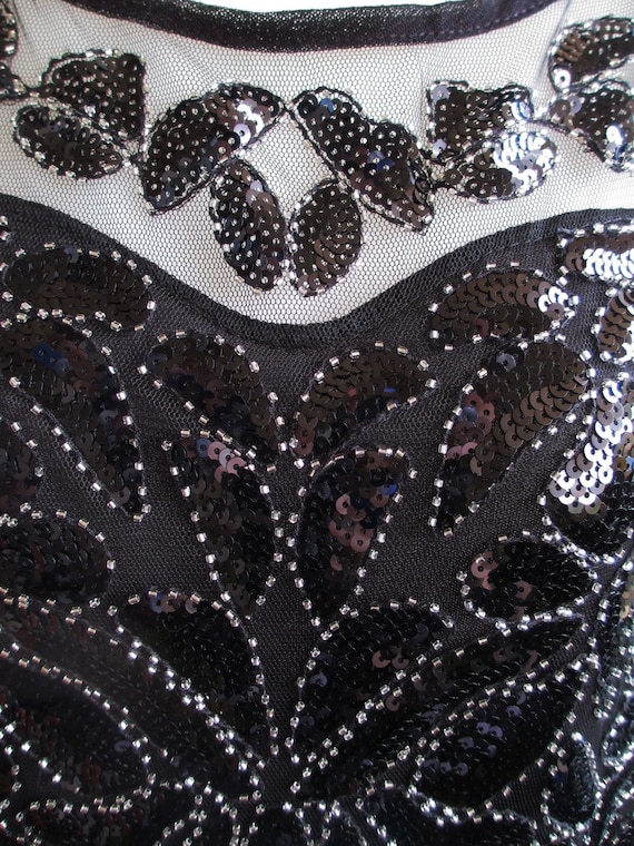 Formal Black Sequin Dress / Full Length / Black E… - image 5