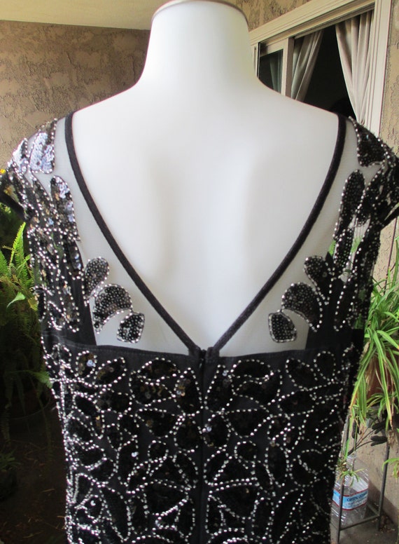 Formal Black Sequin Dress / Full Length / Black E… - image 6