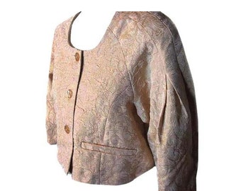 Vintage Beige Cropped Jacket / Textured / 1980s - Fits Size Medium to Large