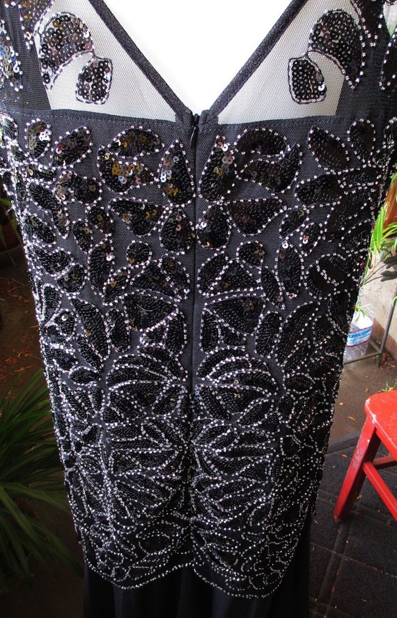 Formal Black Sequin Dress / Full Length / Black E… - image 7