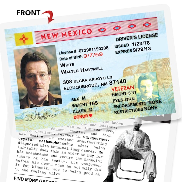 Walter White ID Card - Breaking Bad Prop - Walter White Heisenberg - Breaking Bad Gift