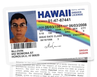 Mclovin Fake Id Etsy