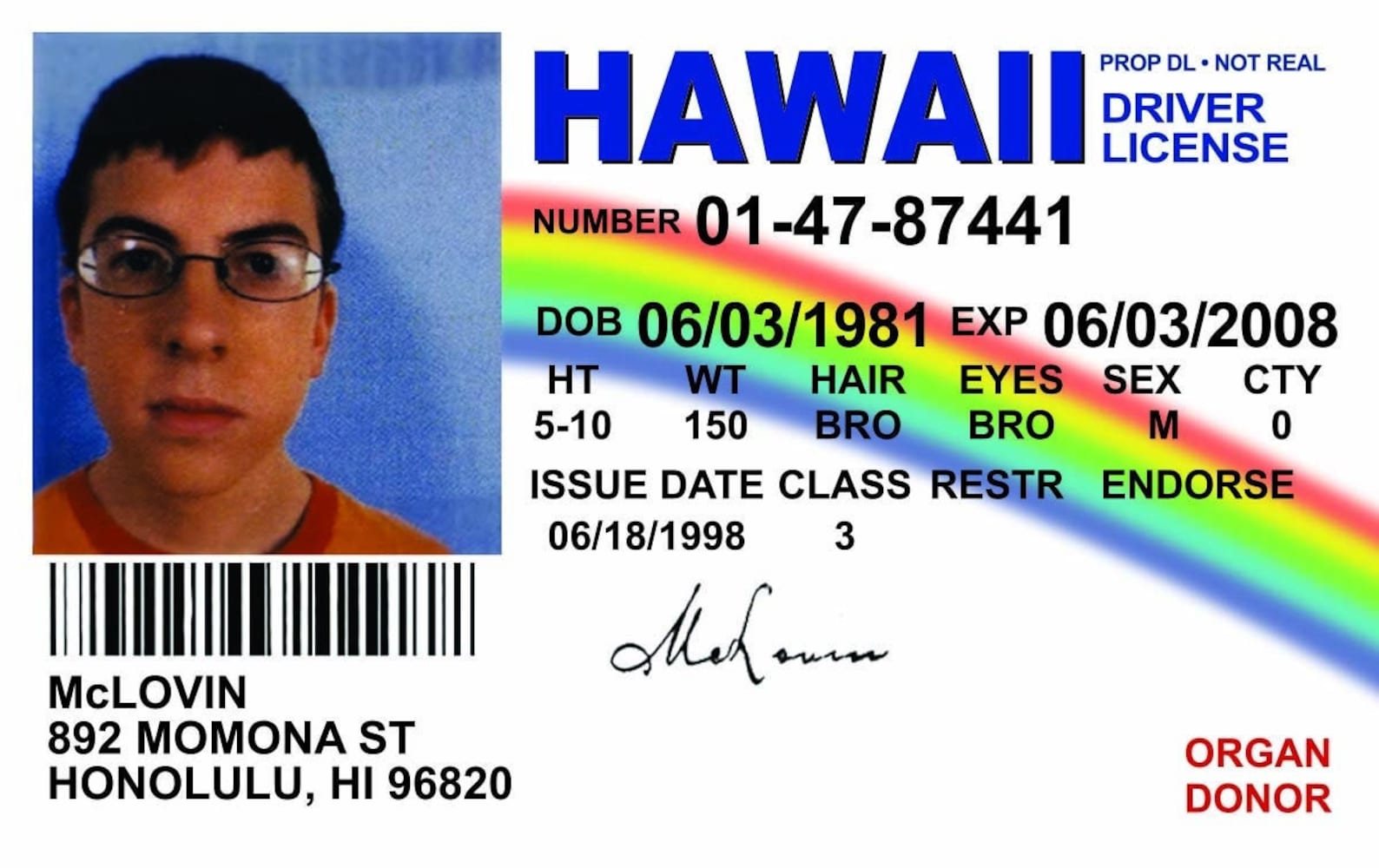 Mclovin Drivers License Fake ID Card Superbad Super Bad Movie Etsy