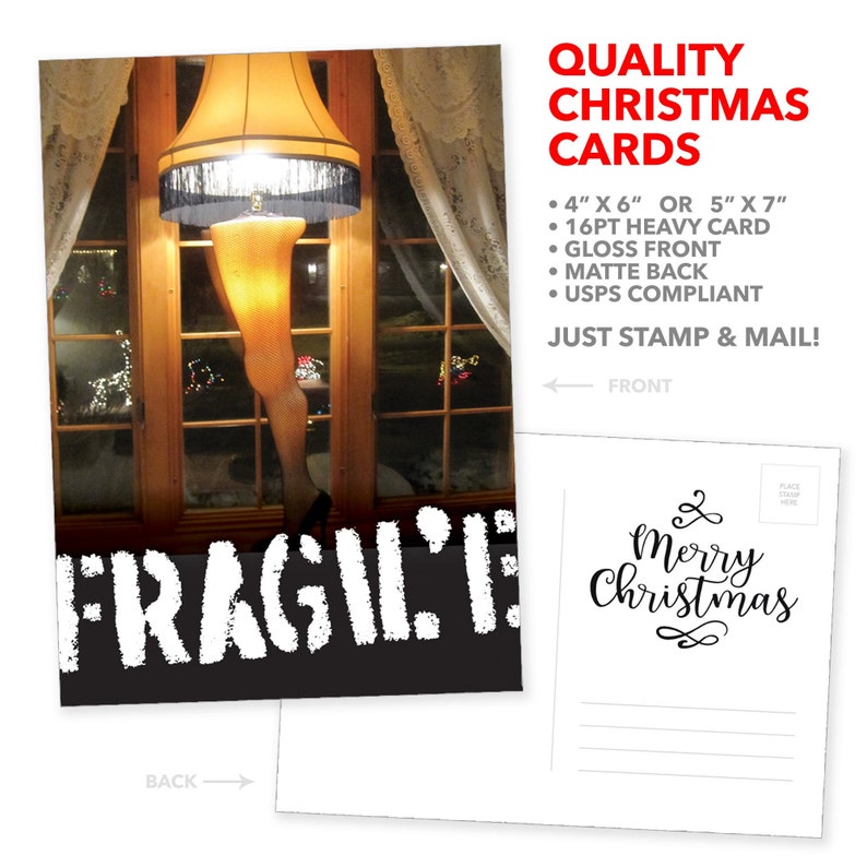 Christmas Story Fragile Fragil'e Leg Lamp Christmas Card Xmas Cards - Etsy