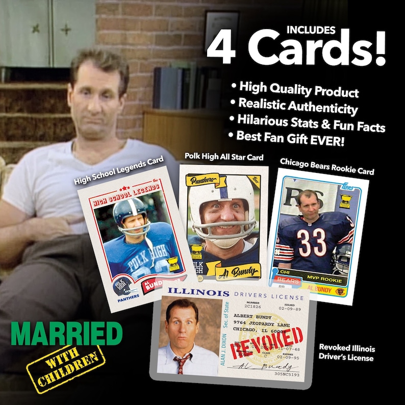 Al Bundy Super Fan Card Pack Includes Al Bundy ID & 3 Al Bundy Football