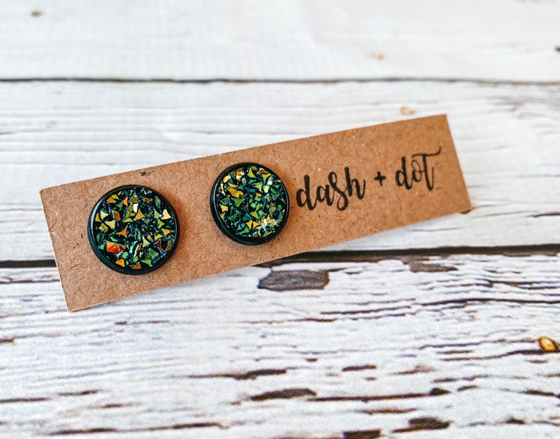 Glitter Northern Lights Surgical Steel Earrings Stud Earring | Grace Glitter Earrings Hypoallergenic Nickel Free Earrings