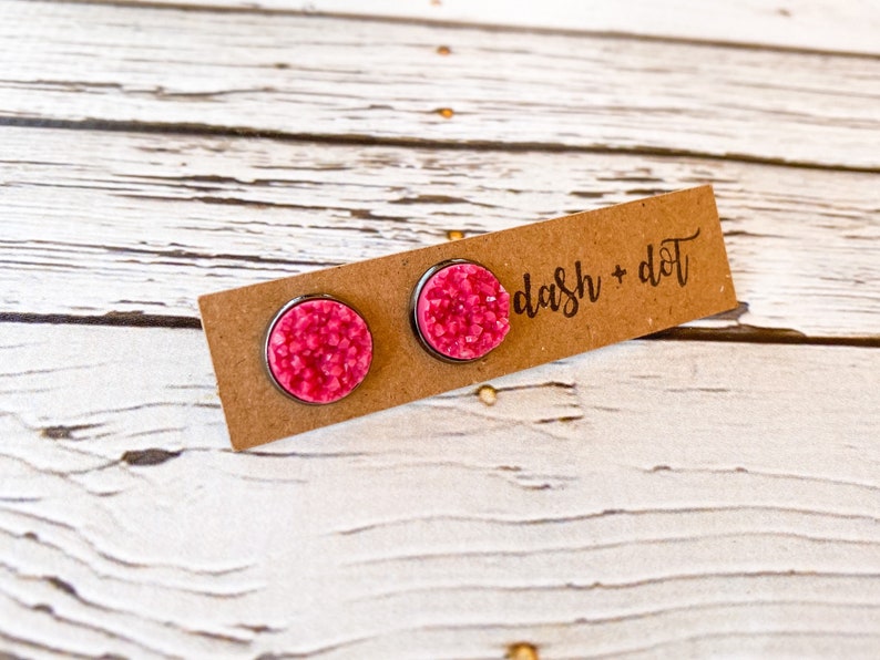 Hypoallergenic Earring Surgical Steel Earring Stud Earring Matte Fruit Punch Druzy Earring Faux Druzy Earring Fall Earrings