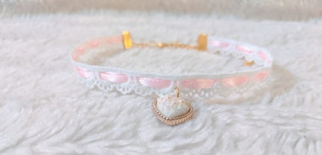 Dainty Pink Choker, Lace Choker Kawaii Choker, Lolita Choker, Wedding ...