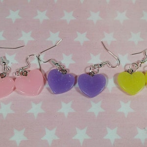 Heart earrings, kawaii earrings, 90s earrings