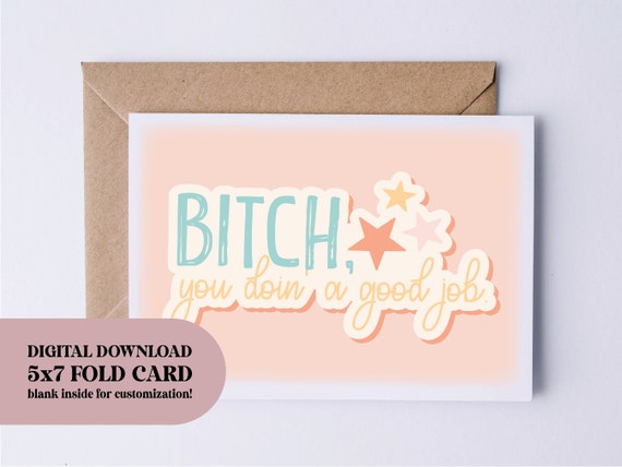 Doin' A Good Job Printable Card Cuss Word Card - Etsy