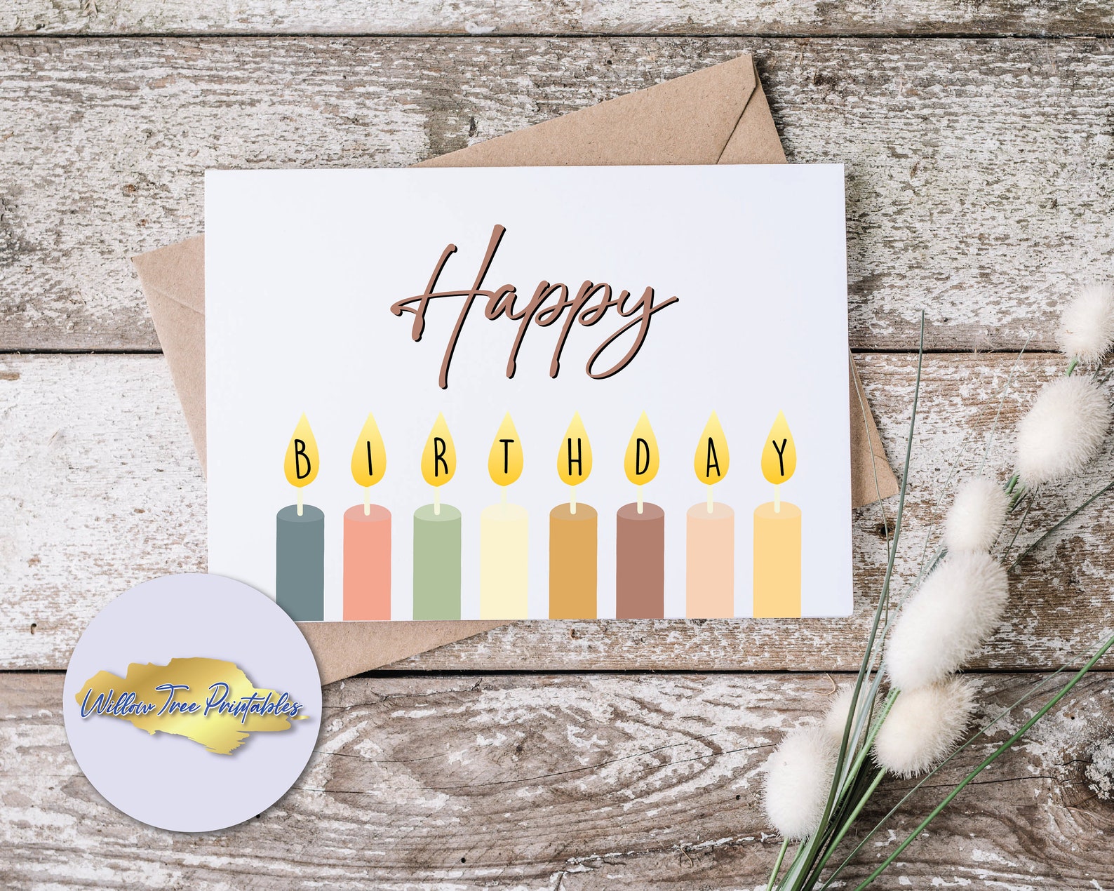 Happy Birthday Boho Printable Download Neutral Colors | Etsy