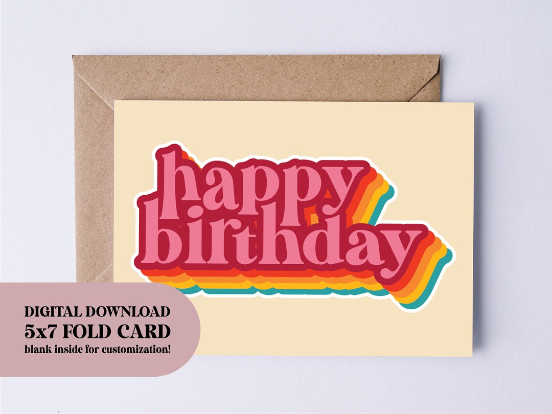 Happy Birthday Card Printable Birthday Card Retro Birthday - Etsy