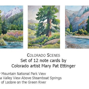 Colorado Notecard Boxed Set; 12 notecards, 3 designs from original paintings