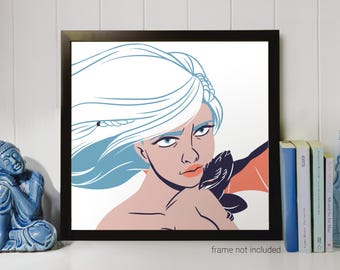 Daenerys Stormborn – 8x8 Art Print of the Mother of Dragons Fanart