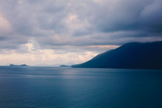 Coral Sea, Queensland Australia, Spa Decor, Travel Photography, Weather Nature Photo, "Head in the Clouds" Il_570xn