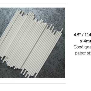 4.5" Paper Lollipop Sticks, Lolly Sticks, Cake Pop Sticks, Baking Supplies, Popsicle sticks,