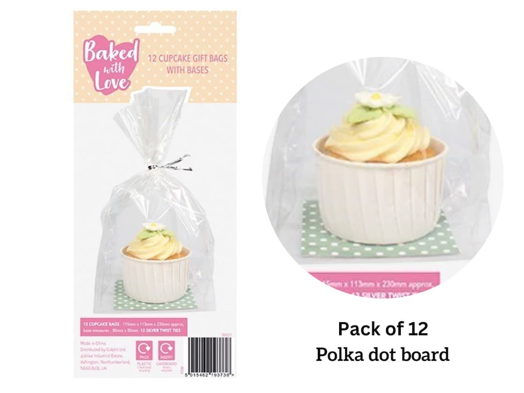 Cupcake Bags Pack of 12, Clear Gift Bags, Party Bags, Favour Bags, Cake