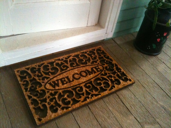 Dollhouse Miniature Welcome floor mat Carpet Rug dollhouse accessories HK