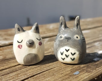 DUO small statuette | totoro & cat