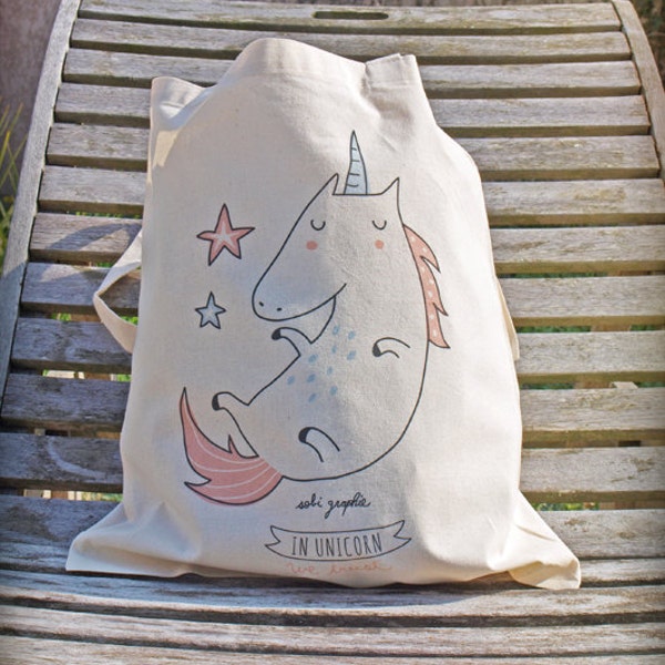 Tote Bag "In Unicorn we trust" PINK