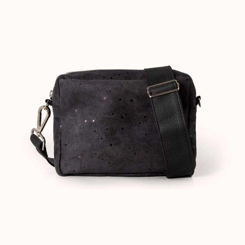 Black Crossbody bag Vegan Suede Purse Box Crossbody Bag Etsy