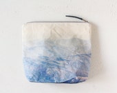 SAMPLE SALE Landscape Fold Over Clutch - New Hampshire. Printed Blue Vegan Purse - Canvas Cotton Evening Bag - Aqua Mountains - Travel