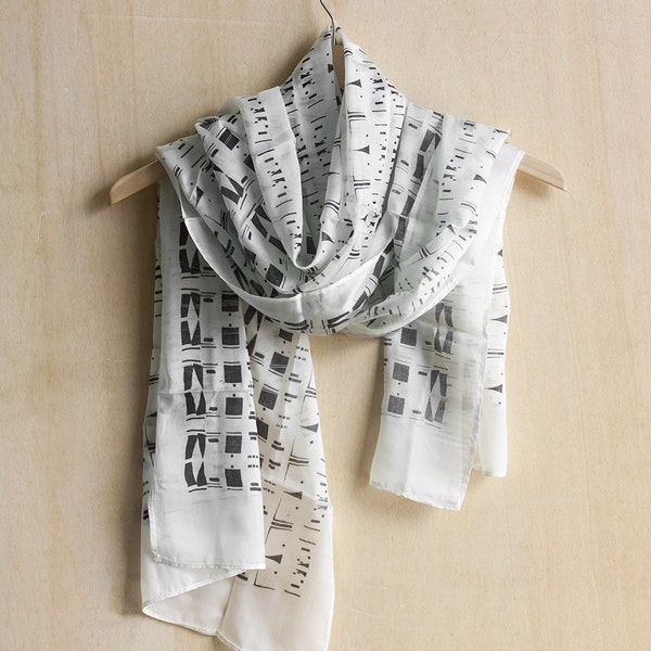 CRAZY SALE - Eclectic Silk Scarf, Hand Screen Printed